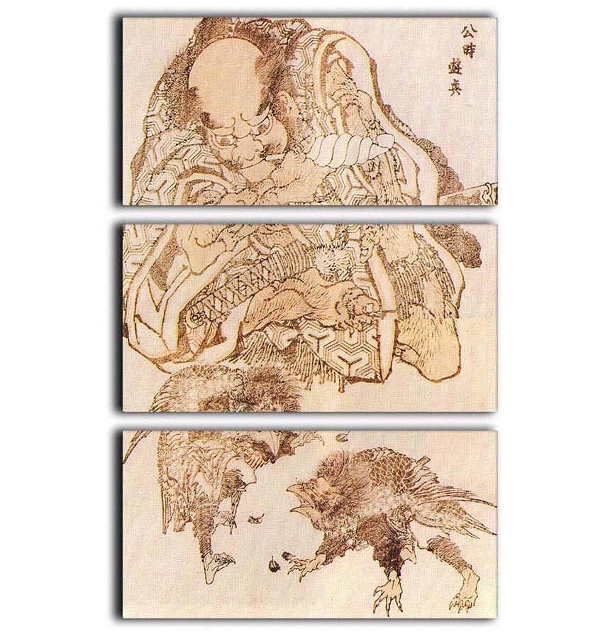 Exodus by Hokusai 3 Split Panel Canvas Print - Canvas Art Rocks - 1