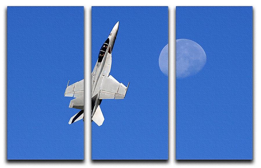 F-18 and the Moon 3 Split Panel Canvas Print - Canvas Art Rocks - 1