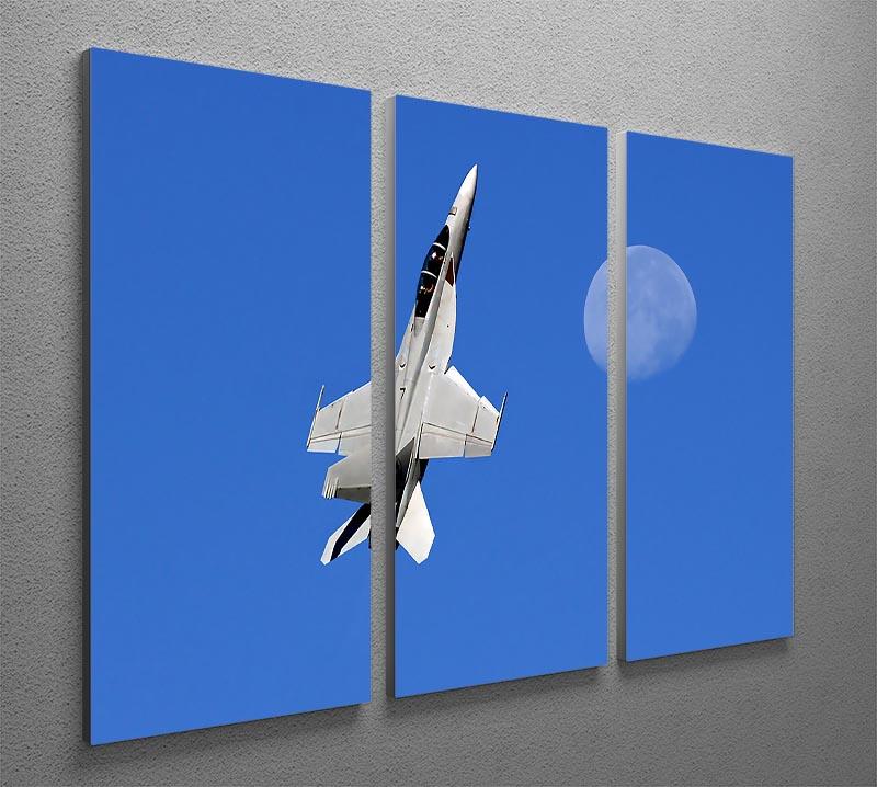 F-18 and the Moon 3 Split Panel Canvas Print - Canvas Art Rocks - 2