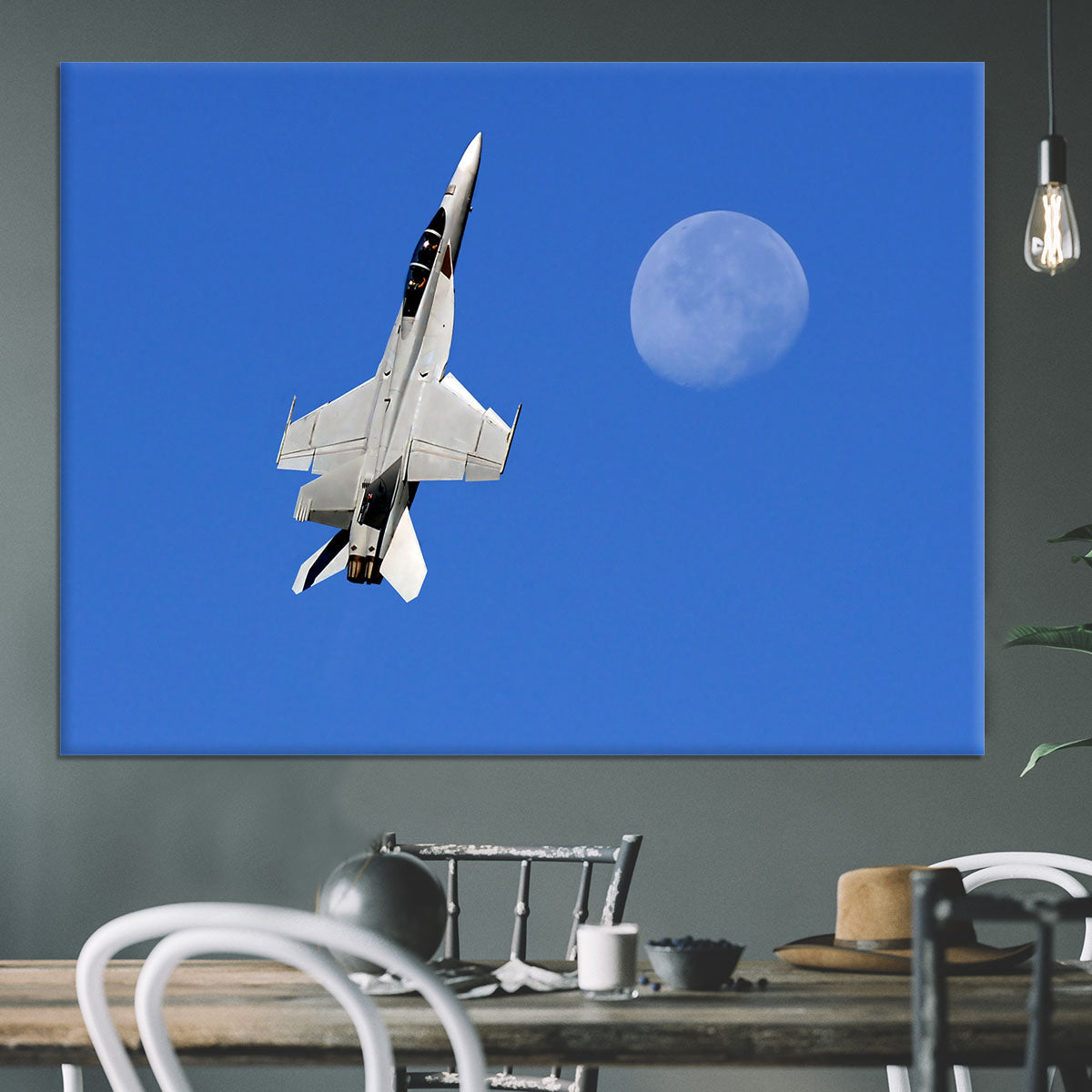 F-18 and the Moon Canvas Print or Poster - Canvas Art Rocks - 3