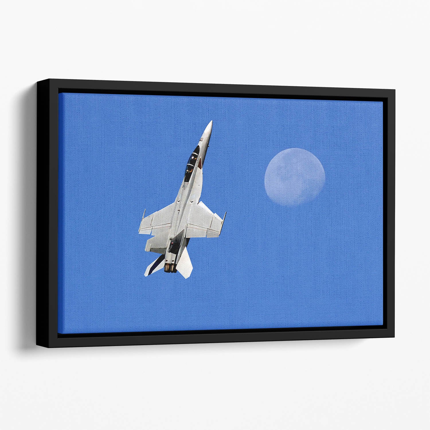 F-18 and the Moon Floating Framed Canvas