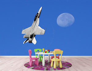F-18 and the Moon Wall Mural Wallpaper - Canvas Art Rocks - 3