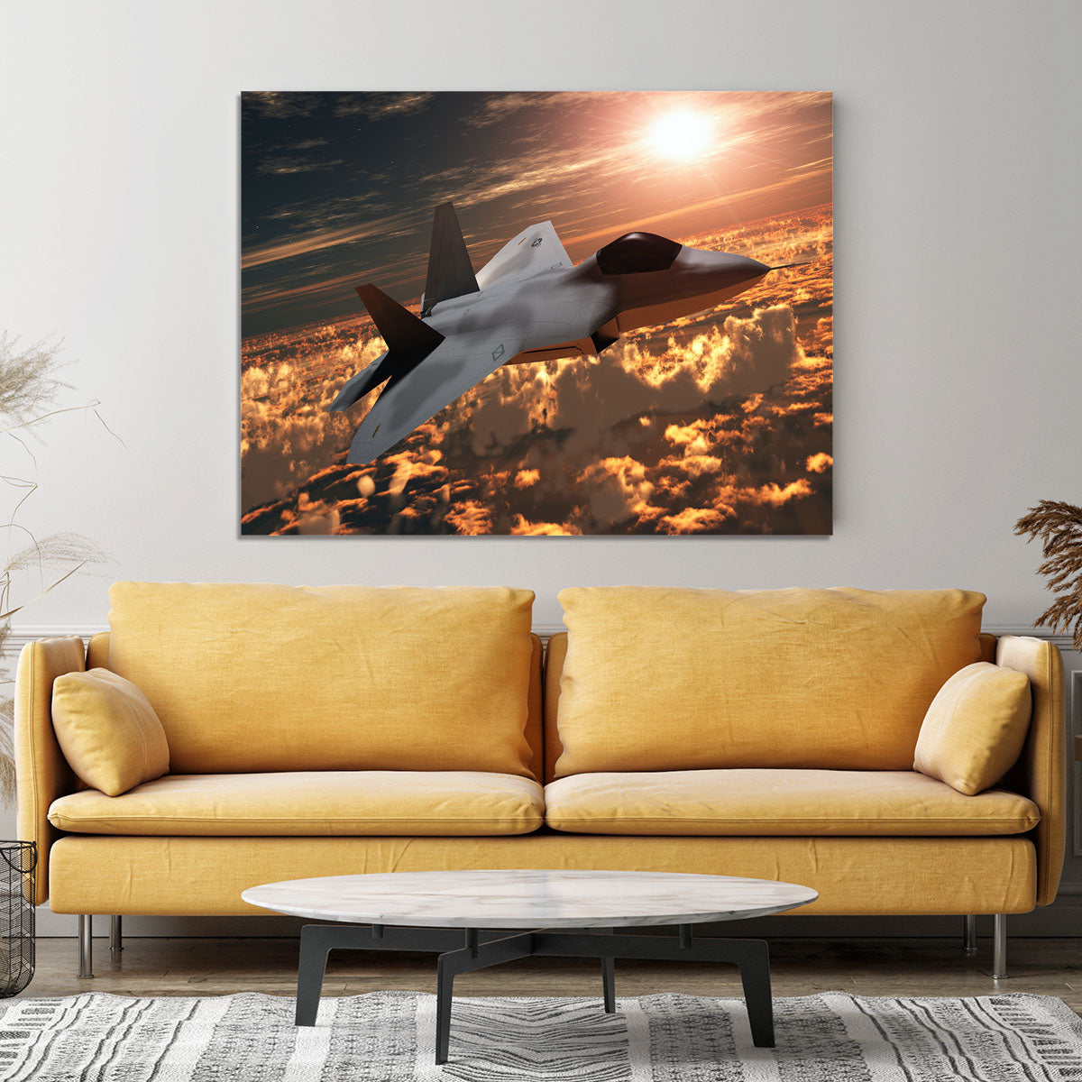 F22 Fighter Jet at Sunset Canvas Print or Poster - Canvas Art Rocks - 4