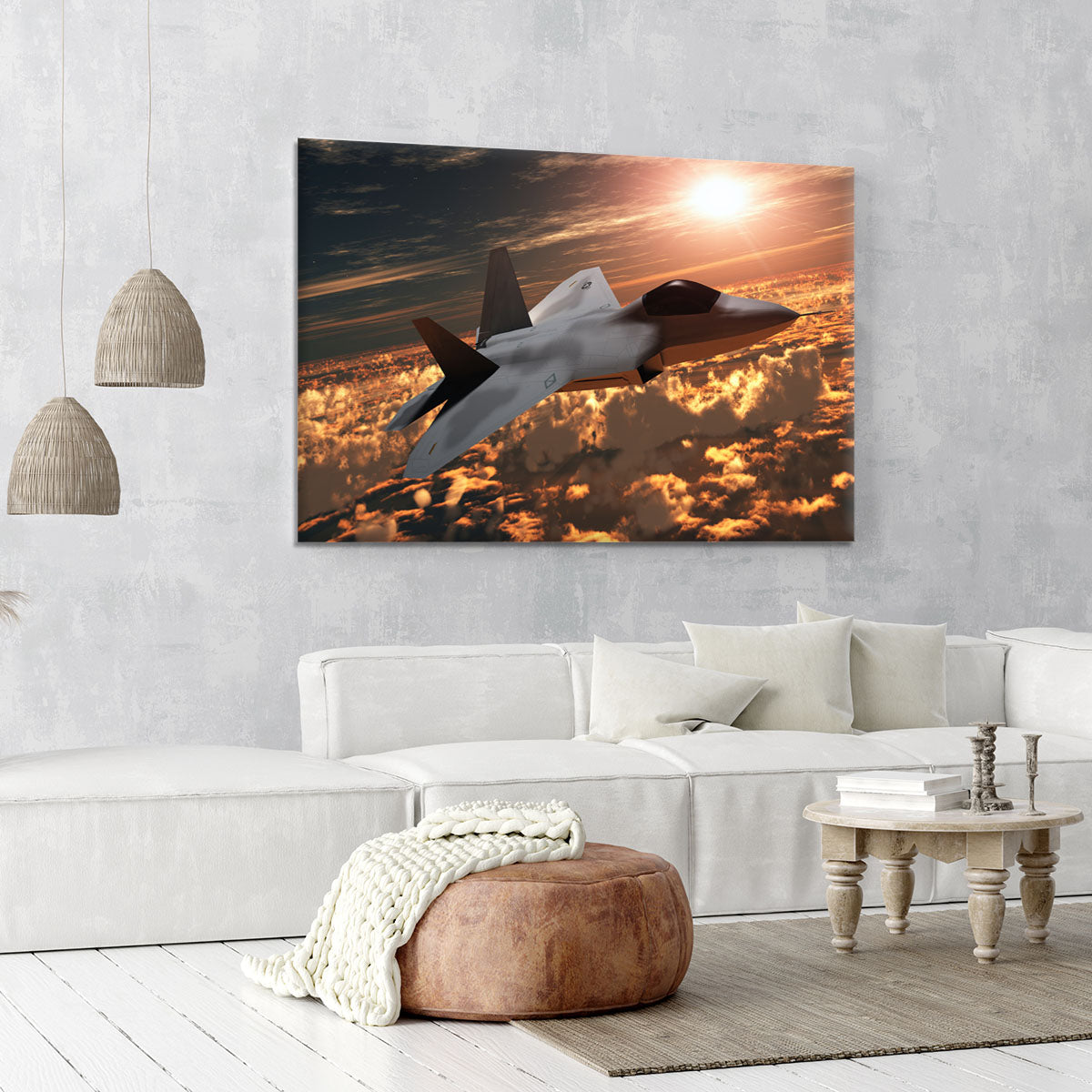 F22 Fighter Jet at Sunset Canvas Print or Poster - Canvas Art Rocks - 6