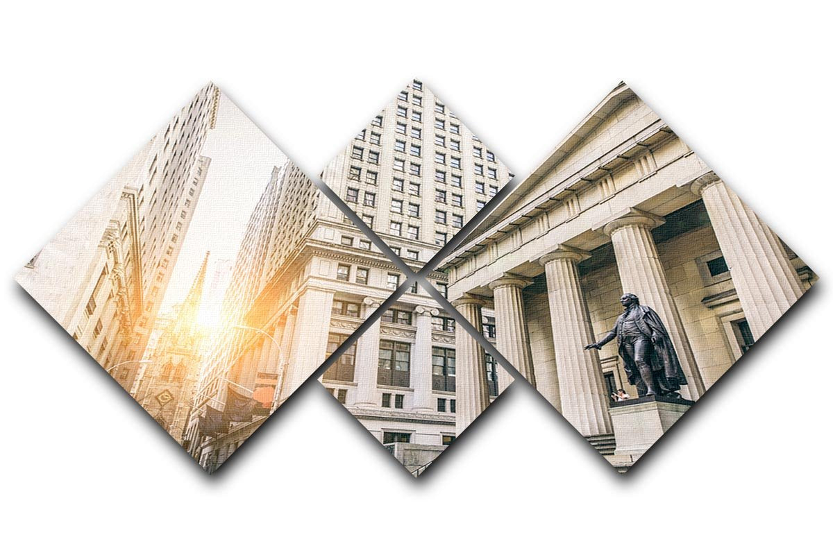 Facade of the Federal Hall 4 Square Multi Panel Canvas  - Canvas Art Rocks - 1