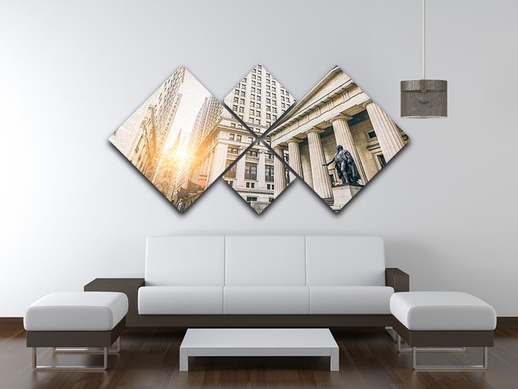 Facade of the Federal Hall 4 Square Multi Panel Canvas  - Canvas Art Rocks - 3