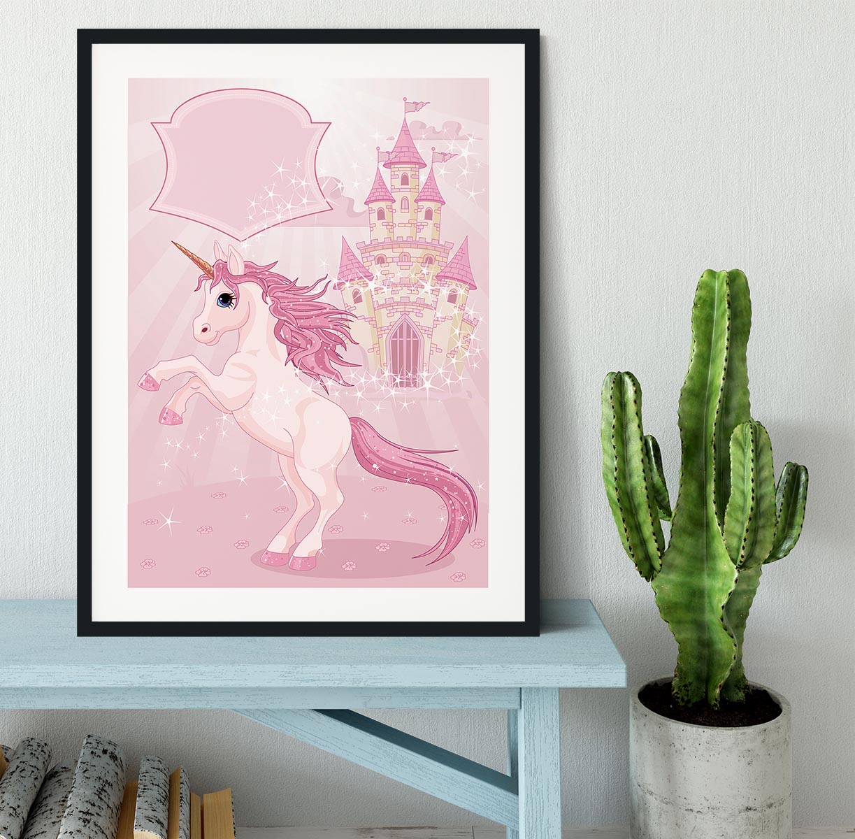 Fairy Tale Castle and Unicorn Framed Print - Canvas Art Rocks - 1