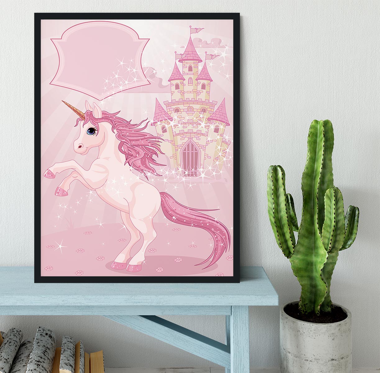 Fairy Tale Castle and Unicorn Framed Print - Canvas Art Rocks - 2
