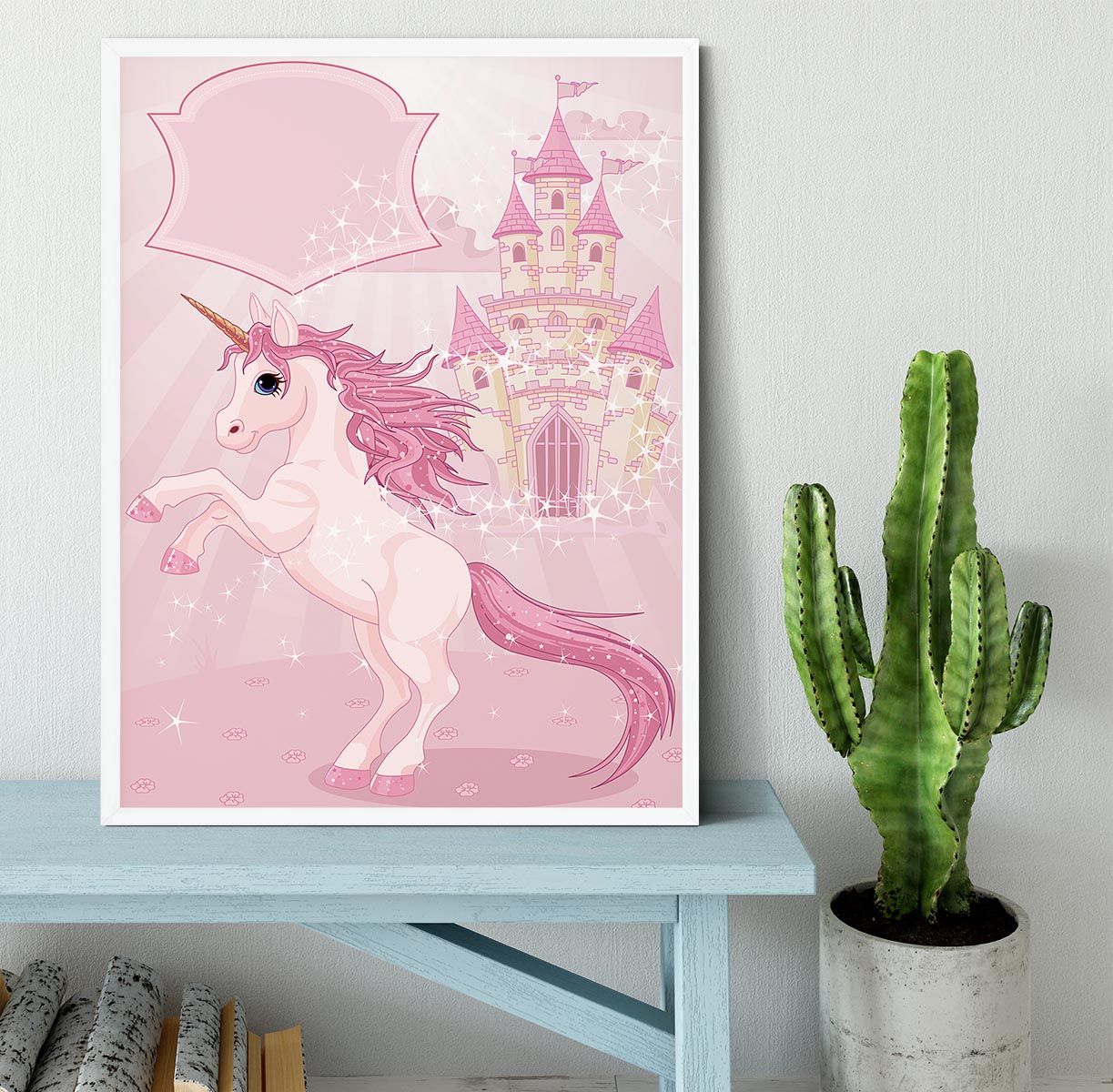 Fairy Tale Castle and Unicorn Framed Print - Canvas Art Rocks -6