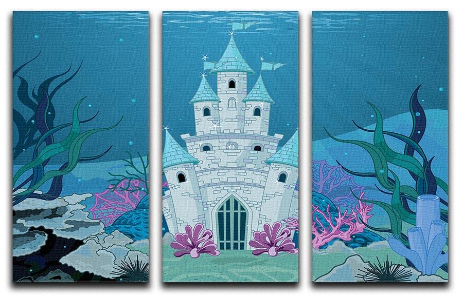 Fairy Tale Mermaid Princess Castle 3 Split Panel Canvas Print - Canvas Art Rocks - 1