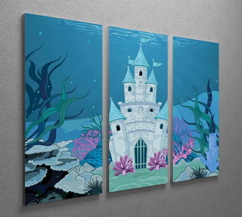 Fairy Tale Mermaid Princess Castle 3 Split Panel Canvas Print - Canvas Art Rocks - 2