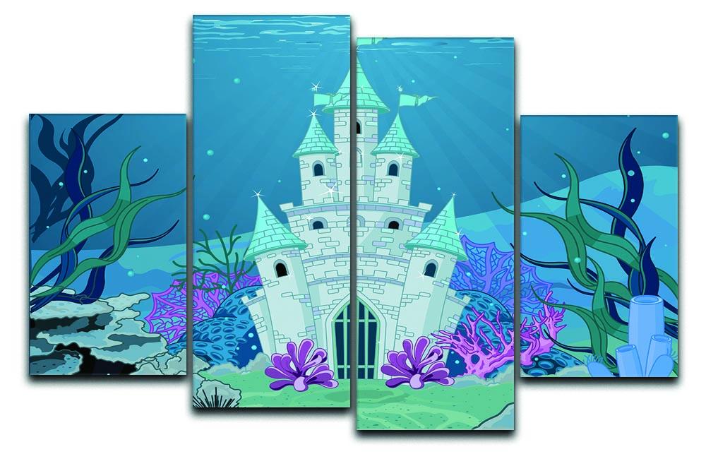 Fairy Tale Mermaid Princess Castle 4 Split Panel Canvas  - Canvas Art Rocks - 1
