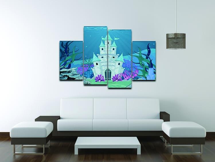 Fairy Tale Mermaid Princess Castle 4 Split Panel Canvas - Canvas Art Rocks - 3