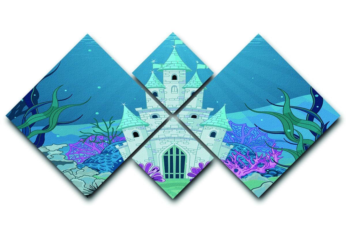 Fairy Tale Mermaid Princess Castle 4 Square Multi Panel Canvas  - Canvas Art Rocks - 1
