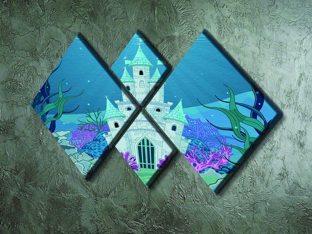 Fairy Tale Mermaid Princess Castle 4 Square Multi Panel Canvas - Canvas Art Rocks - 2