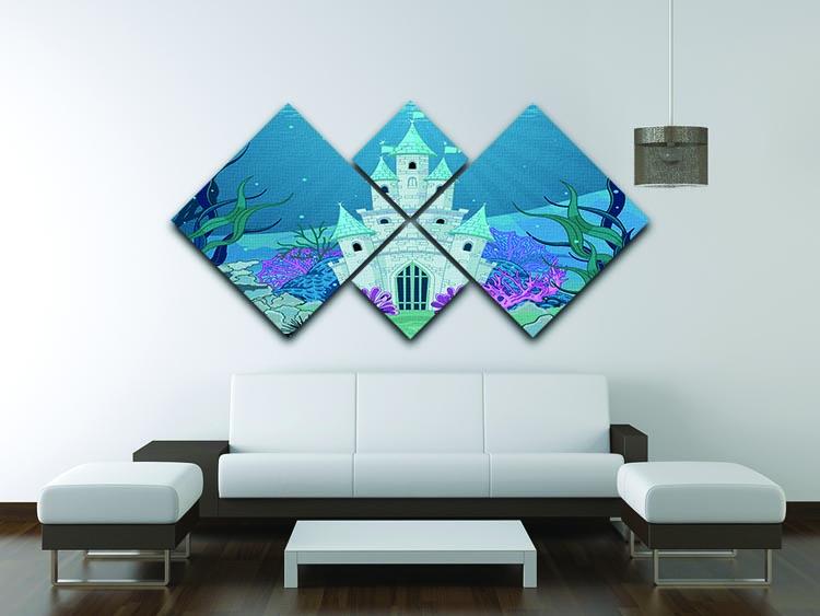 Fairy Tale Mermaid Princess Castle 4 Square Multi Panel Canvas - Canvas Art Rocks - 3