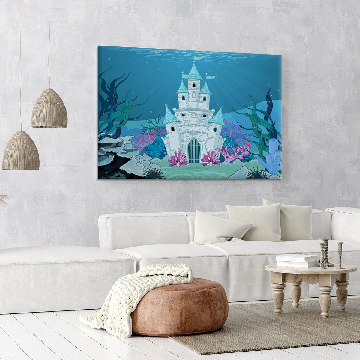 Fairy Tale Mermaid Princess Castle Canvas Print or Poster - Canvas Art Rocks - 6