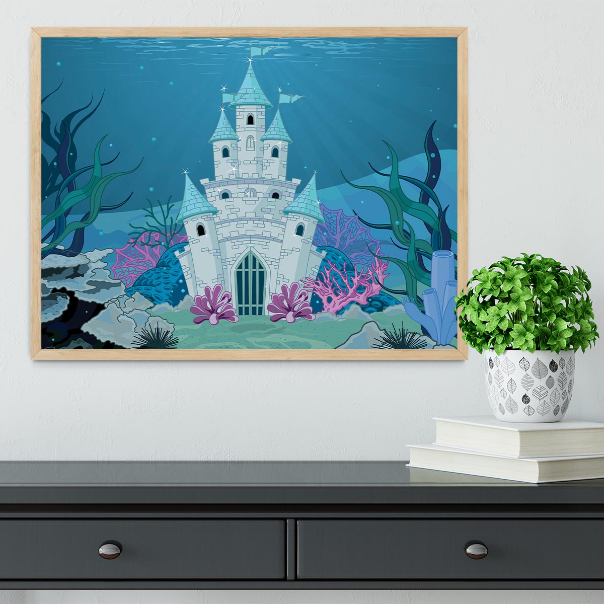 Fairy Tale Mermaid Princess Castle Framed Print - Canvas Art Rocks - 4