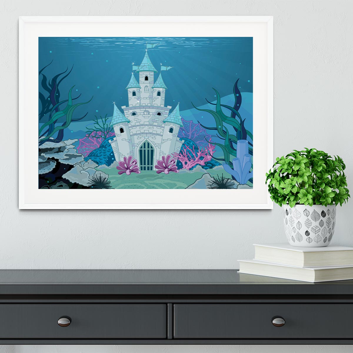 Fairy Tale Mermaid Princess Castle Framed Print - Canvas Art Rocks - 5