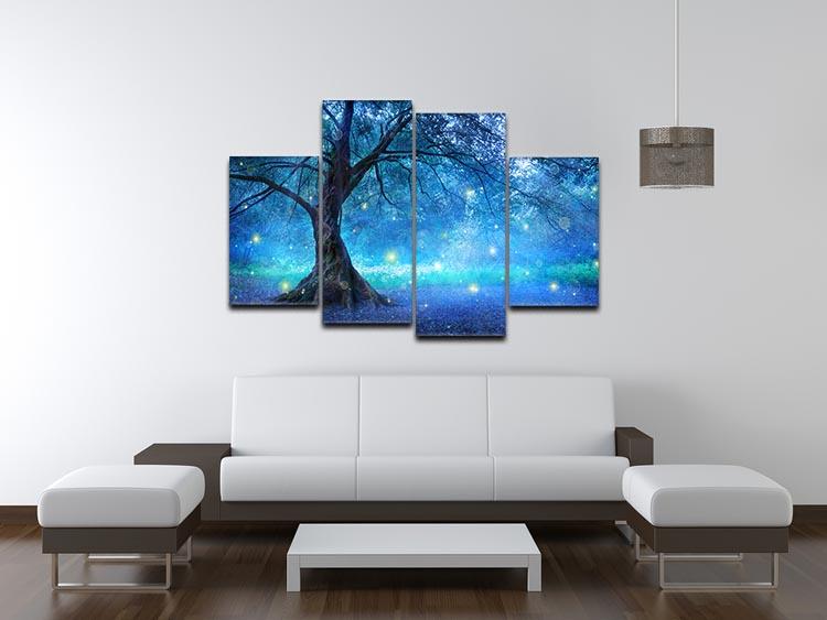 Fairy Tree In Mystic Forest 4 Split Panel Canvas  - Canvas Art Rocks - 3