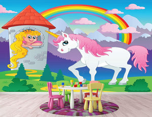 Fairy tale unicorn Wall Mural Wallpaper - Canvas Art Rocks - 2