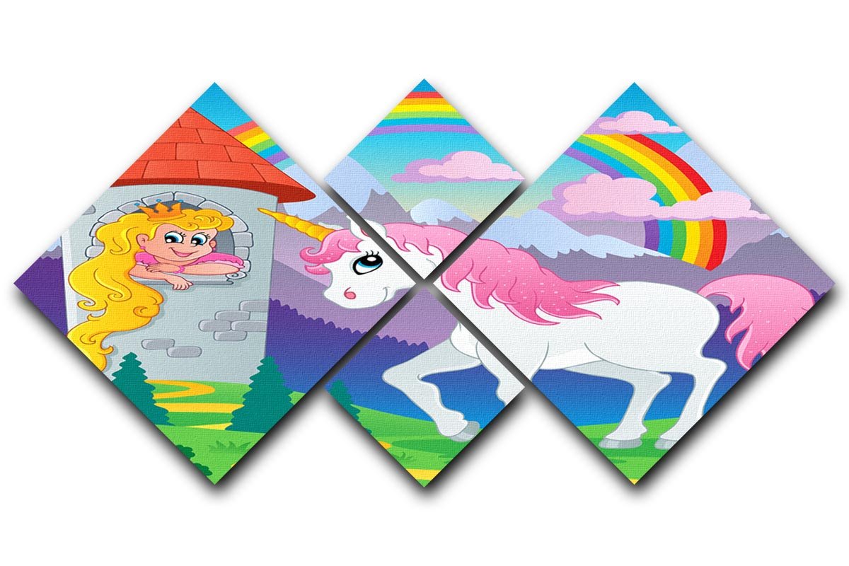 Fairy tale unicorn theme 4 Square Multi Panel Canvas  - Canvas Art Rocks - 1