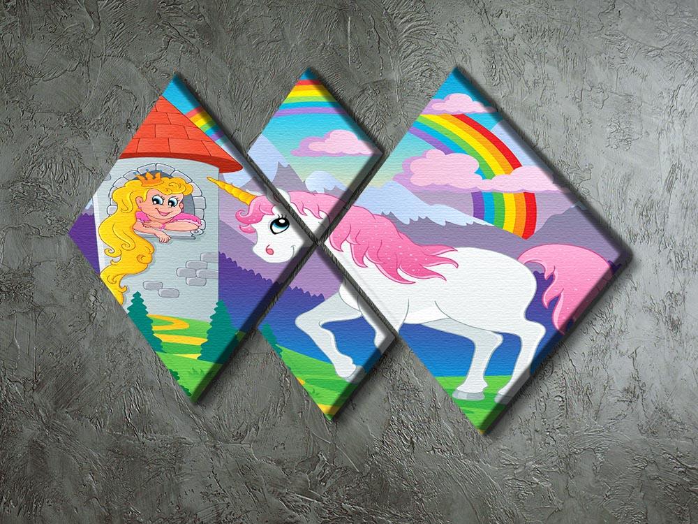 Fairy tale unicorn theme 4 Square Multi Panel Canvas  - Canvas Art Rocks - 2