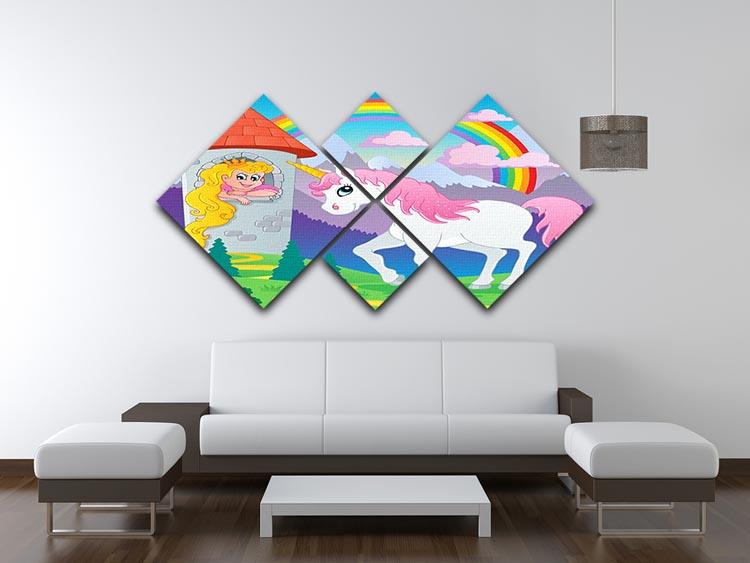 Fairy tale unicorn theme 4 Square Multi Panel Canvas  - Canvas Art Rocks - 3