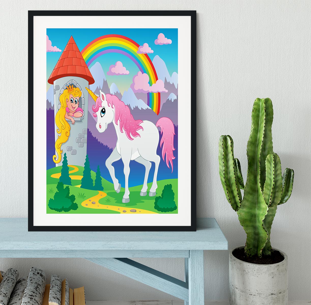 Fairy tale unicorn theme Framed Print - Canvas Art Rocks - 1