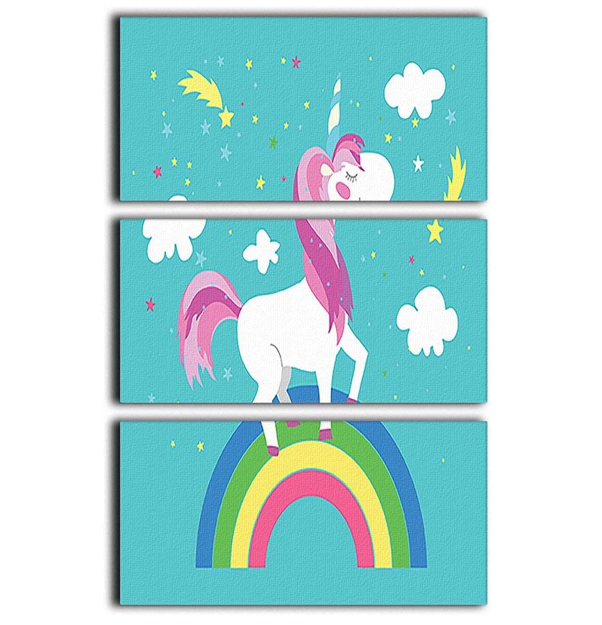 Fairy unicorn with rainbow 3 Split Panel Canvas Print - Canvas Art Rocks - 1