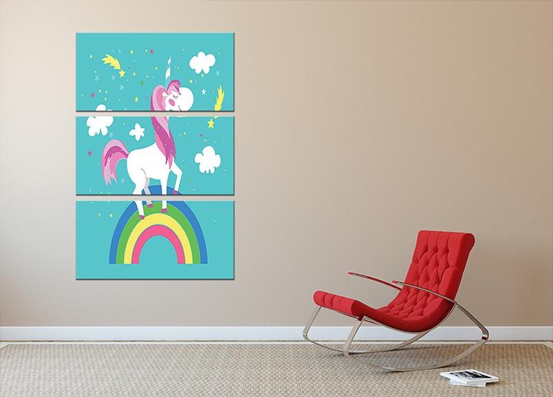 Fairy unicorn with rainbow 3 Split Panel Canvas Print - Canvas Art Rocks - 2