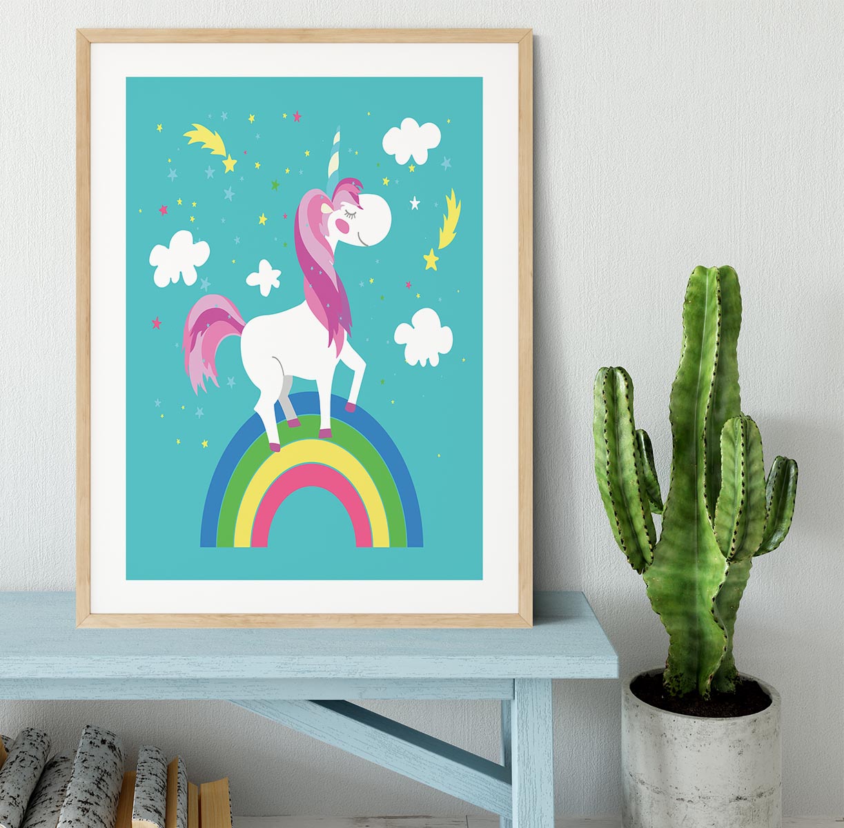 Fairy unicorn with rainbow Framed Print - Canvas Art Rocks - 3