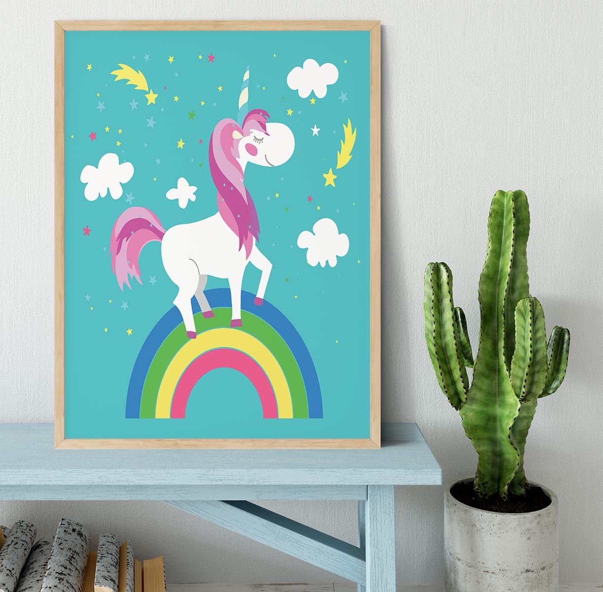 Fairy unicorn with rainbow Framed Print - Canvas Art Rocks - 4
