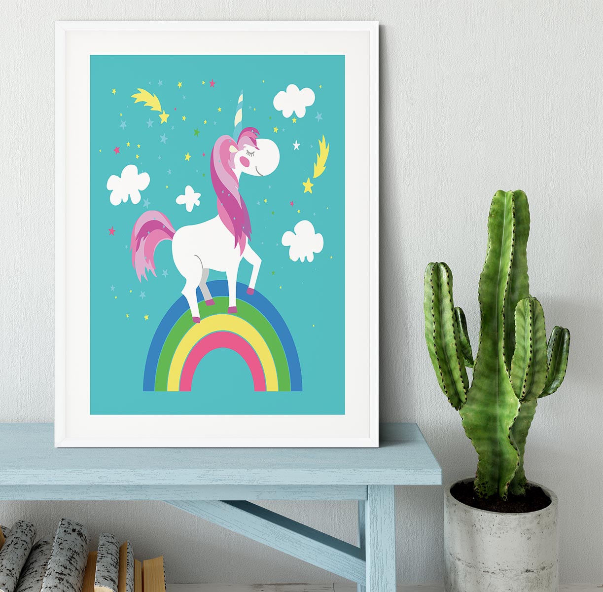 Fairy unicorn with rainbow Framed Print - Canvas Art Rocks - 5