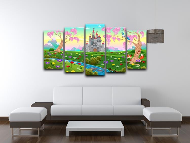 Fairytale scenery with castle 5 Split Panel Canvas - Canvas Art Rocks - 3