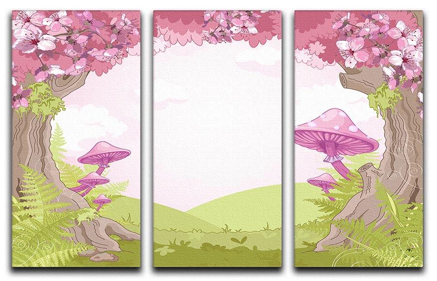 Fantasy landscape with mushrooms 3 Split Panel Canvas Print - Canvas Art Rocks - 1