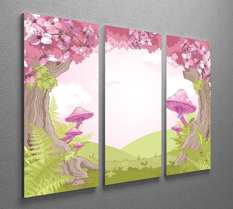 Fantasy landscape with mushrooms 3 Split Panel Canvas Print - Canvas Art Rocks - 2