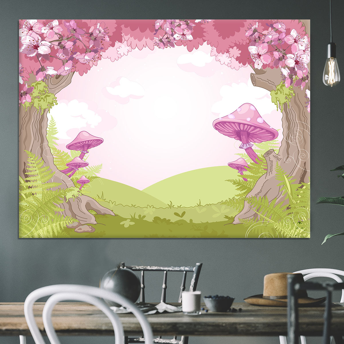 Fantasy landscape with mushrooms Canvas Print or Poster - Canvas Art Rocks - 3