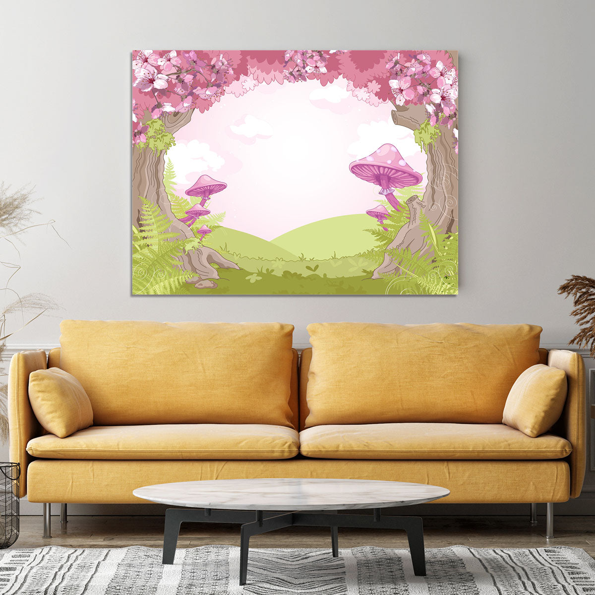 Fantasy landscape with mushrooms Canvas Print or Poster - Canvas Art Rocks - 4