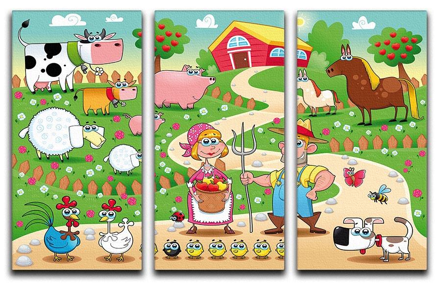 Farm Family 3 Split Panel Canvas Print - Canvas Art Rocks - 1