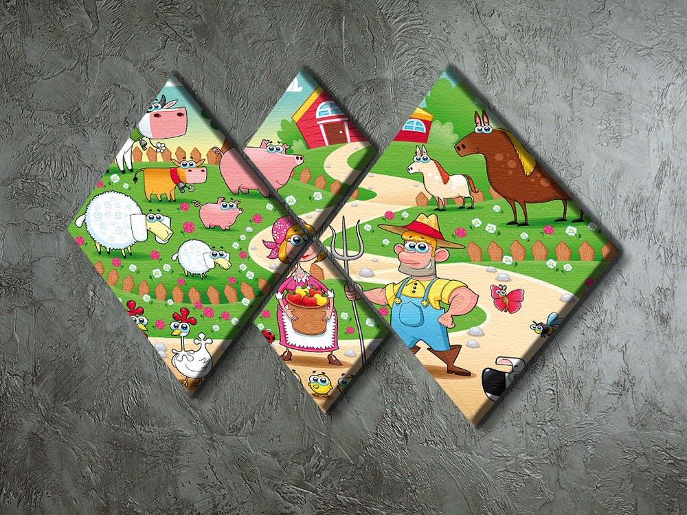 Farm Family 4 Square Multi Panel Canvas - Canvas Art Rocks - 2