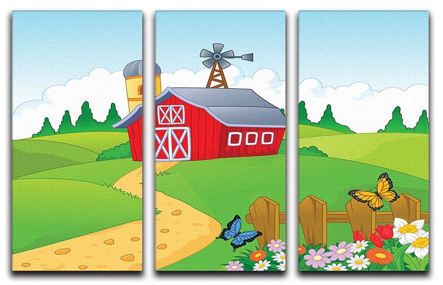 Farm cartoon background 3 Split Panel Canvas Print - Canvas Art Rocks - 1