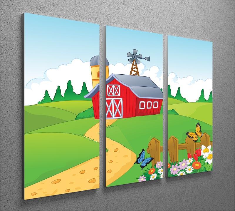 Farm cartoon background 3 Split Panel Canvas Print - Canvas Art Rocks - 2