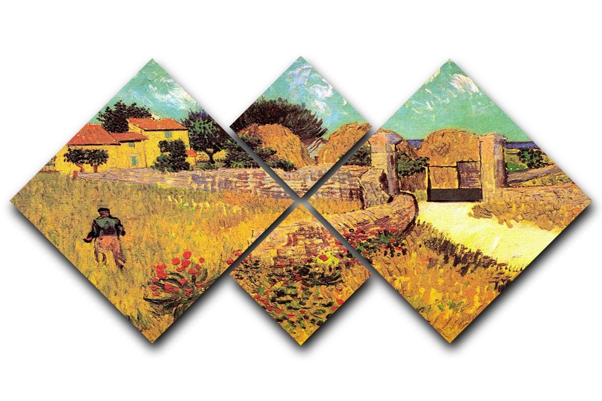 Farmhouse in Provence by Van Gogh 4 Square Multi Panel Canvas  - Canvas Art Rocks - 1