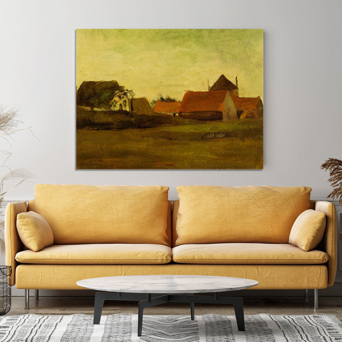 Farmhouses in Loosduinen near The Hague at Twilight by Van Gogh Canvas Print or Poster - Canvas Art Rocks - 4