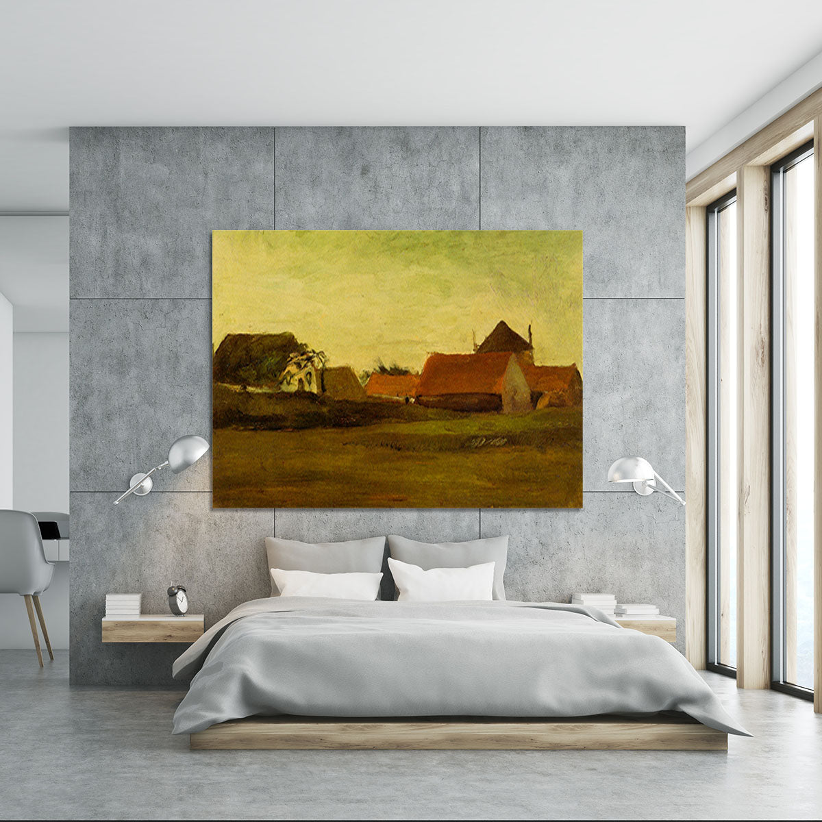 Farmhouses in Loosduinen near The Hague at Twilight by Van Gogh Canvas Print or Poster - Canvas Art Rocks - 5