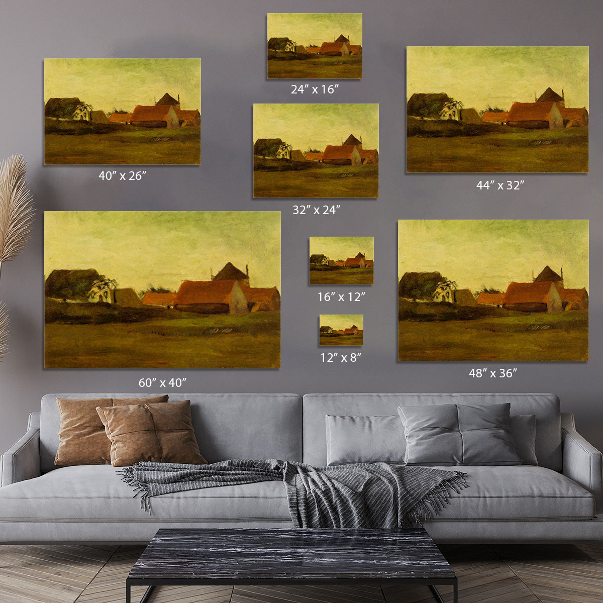 Farmhouses in Loosduinen near The Hague at Twilight by Van Gogh Canvas Print or Poster - Canvas Art Rocks - 7