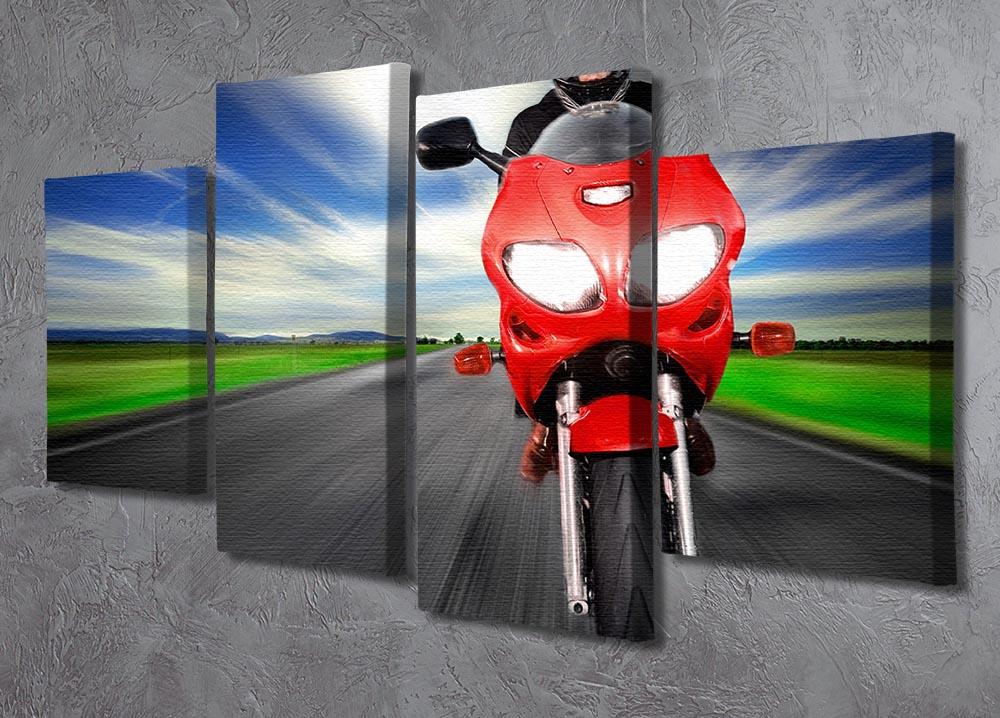 Fast Red Motorbike 4 Split Panel Canvas  - Canvas Art Rocks - 2