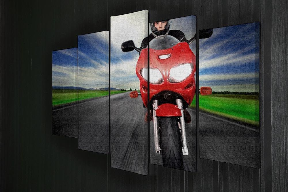 Fast Red Motorbike 5 Split Panel Canvas  - Canvas Art Rocks - 2