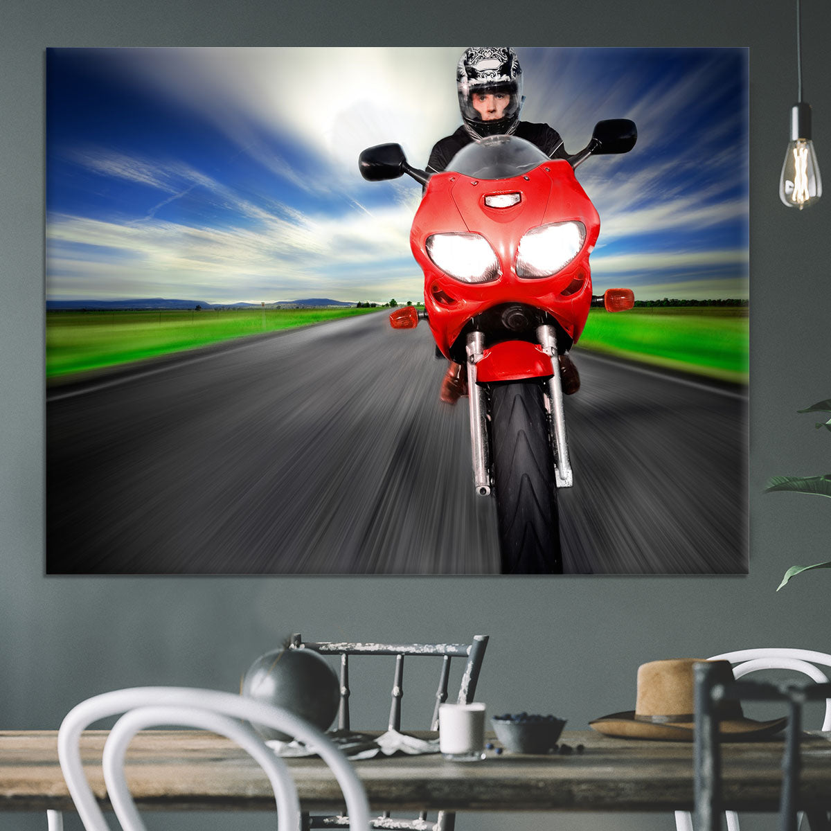Fast Red Motorbike Canvas Print or Poster - Canvas Art Rocks - 3